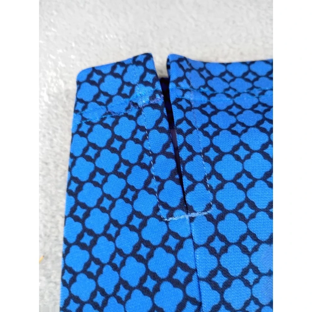 Talbots Women Plus A-Line Skirt Blue Geometric 2X Stretch Career
